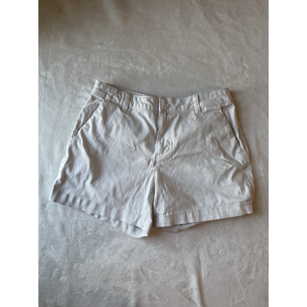 Banana Republic White Solid Chino Stretch Shorts Size 8 Flat Front